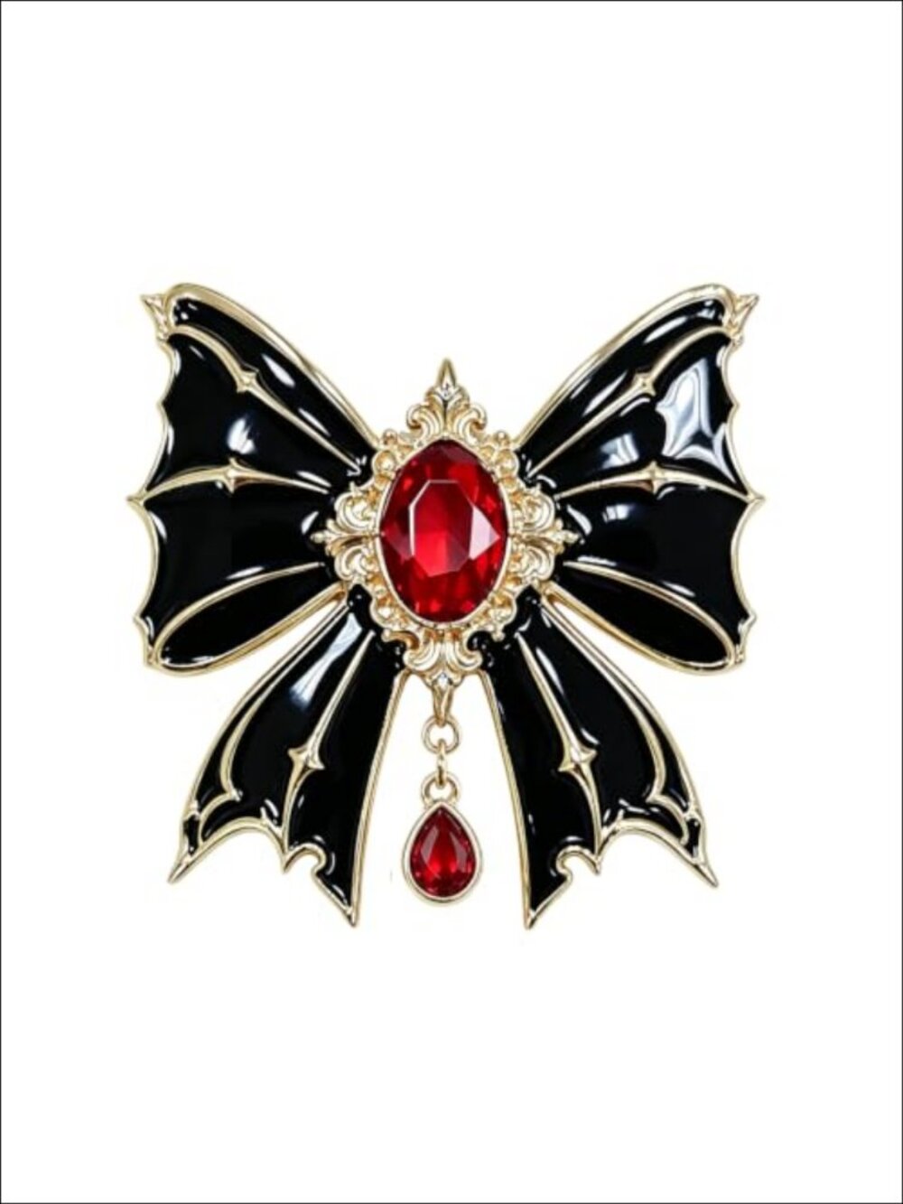 Gothic Bat Wing Brooch Rhinestone Bow Pin Halloween Jewelry Women